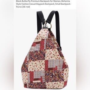 Black Butterfly Patchwork Boho Backpack for Women